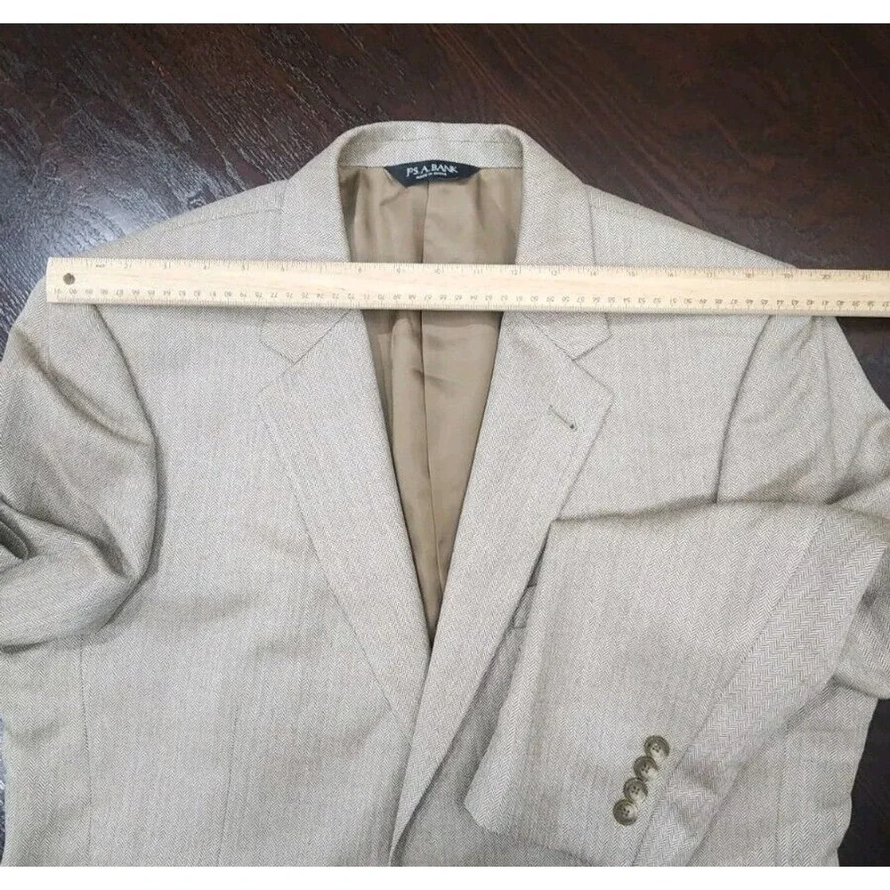 JOS A BANK SIGNATURE SILK/CAMEL HAIR HERRINGBONE SPORT COAT‎ BLAZER MEN 44R - Picture 9 of 10